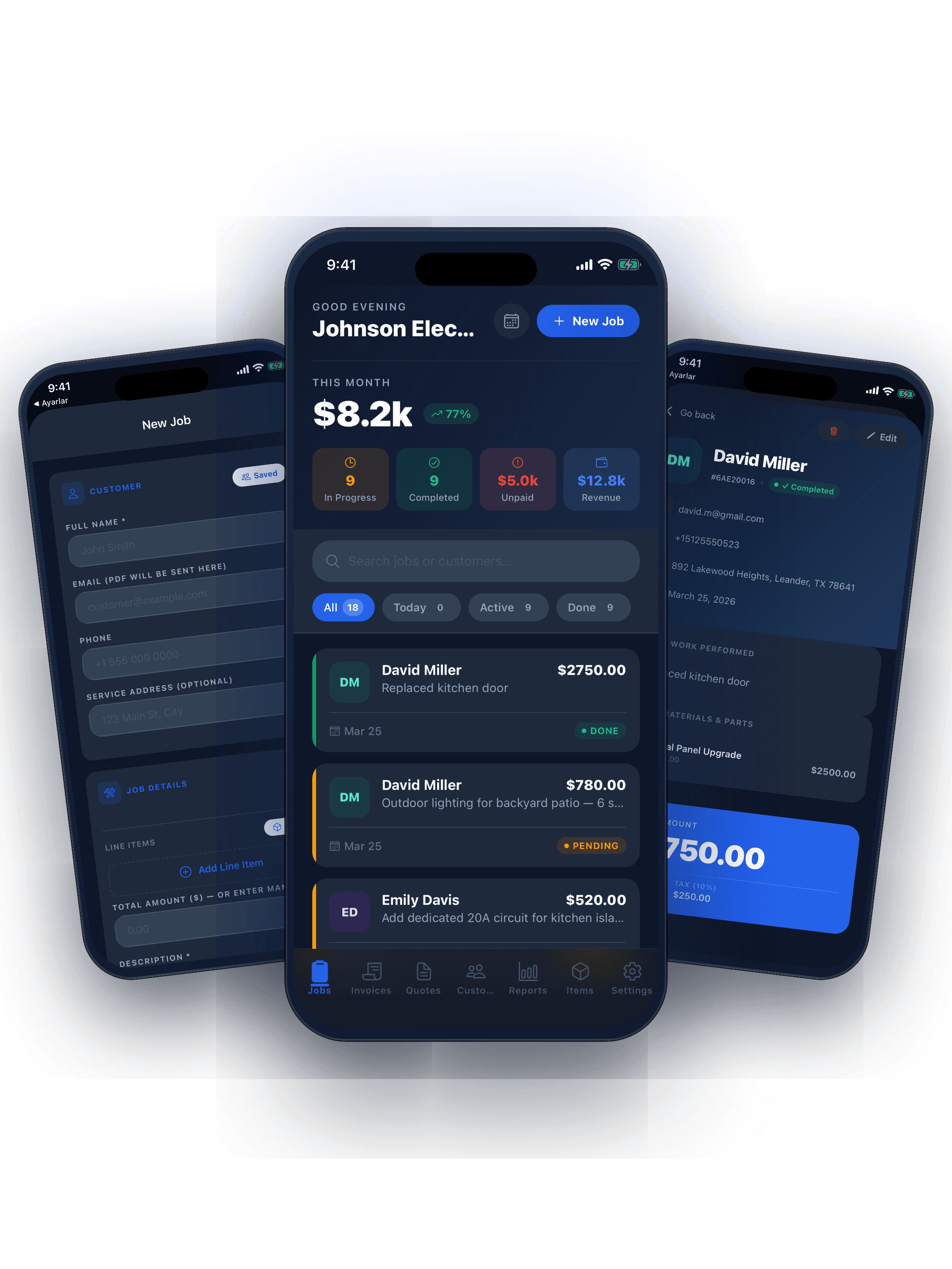 Job management - create, assign, and track field service jobs